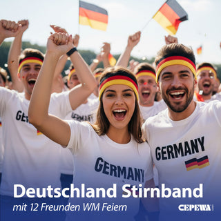 Stirnband Deutschland 12er Set schwarz rot gold Baumwolle Elasthan Polyester Einheitsgröße Haarband Schweißstirnband Fanartikel WM EM Fussball