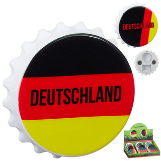 Flaschenöffner Deutschland 12er Set 2 Motive Ø8cm schwarz rot gold ABS Metall magnetisch Kronkorken Bieröffner Kühlschrankmagnet