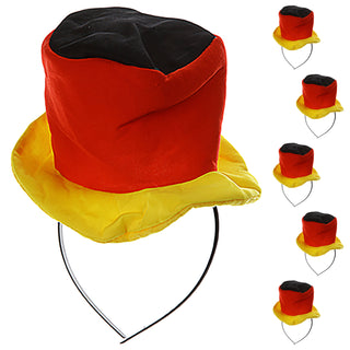 Haarreif Mini-Hut Deutschland 6er Set schwarz rot gold Kunststoff Polyester 15x20x10cm Fanaccessoire WM EM Fussball Deutschlandfan