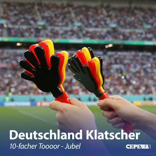 Klatscher Deutschland 10er Set schwarz rot gold B28cm Kunststoff Handklatsche zum Anfeuern Fanaccessoire Fussball WM EM Geräuschmacher