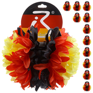 12er Set Haarclip Blume Deutschland schwarz rot gold Polyester Kunststoff unisex Haarspange Fanartikel Fussball WM EM