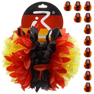 12er Set Haarclip Blume Deutschland schwarz rot gold Polyester Kunststoff unisex Haarspange Fanartikel Fussball WM EM