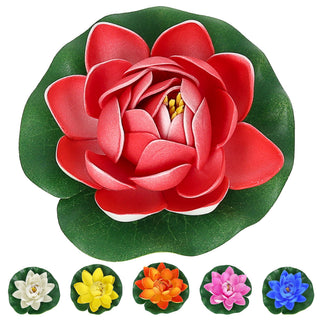 Seerose Floating 12er Set PVC Ø10x6cm 6 Farben schwimmende Dekoblume Schwimmdeko Seerosenblüte Teichdekoration wasserfest