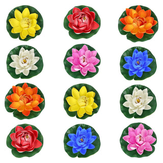 Seerose Floating 12er Set PVC Ø10x6cm 6 Farben schwimmende Dekoblume Schwimmdeko Seerosenblüte Teichdekoration wasserfest