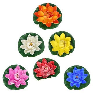 Seerose Floating 6er Set PVC Ø18x7cm 6 Farben schwimmende Dekoblume Schwimmdeko Seerosenblüte Teichdekoration wasserfest