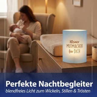 LED Nachtlicht Mutmacher 2er Set 13x16x5cm Papier 2 Motive warmweiß Timerfunktion batteriebetrieben Dekoleuchte Papierlampe Schlummerlicht