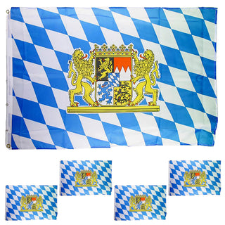 1/5x Fahne Bayern zum Aufhängen 150x90cm Polyester weiß blau Dekofahne für Balkon Garten Sportveranstaltung Verein Hissflagge mit Metallösen