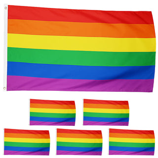 Fahne Regenbogenfarben 6er Set 150x90cm Polyester bunt Dekofahne in LGBTQ-Design Equality Diversity Events Festivals Hissflagge mit Metallösen