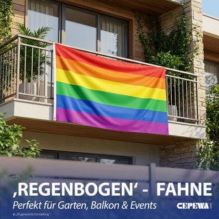 Fahne Regenbogenfarben 6er Set 150x90cm Polyester bunt Dekofahne in LGBTQ-Design Equality Diversity Events Festivals Hissflagge mit Metallösen