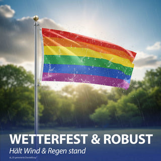 Fahne Regenbogenfarben 6er Set 150x90cm Polyester bunt Dekofahne in LGBTQ-Design Equality Diversity Events Festivals Hissflagge mit Metallösen