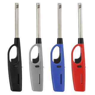 4x Stabfeuerzeug BASIC/NEON Set 4 Farben ABS Eisen Edelstahl 3,5x23x2cm nachfüllbar regulierbare Flamme Sturmfeuerzeug Feueranzünder