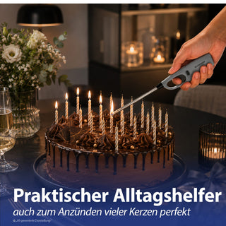 4x Stabfeuerzeug BASIC/NEON Set 4 Farben ABS Eisen Edelstahl 3,5x23x2cm nachfüllbar regulierbare Flamme Sturmfeuerzeug Feueranzünder
