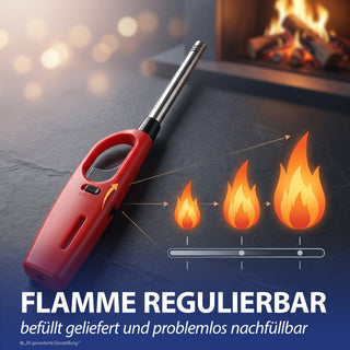 4x Stabfeuerzeug BASIC/NEON Set 4 Farben ABS Eisen Edelstahl 3,5x23x2cm nachfüllbar regulierbare Flamme Sturmfeuerzeug Feueranzünder