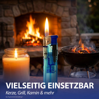 Elektronik Feuerzeug 50 Stück 5 Farben transparent Kunststoff Eisen 2,4x8x1,1cm Feuerzeug nachfüllbar regulierbare Flamme Feueranzünder