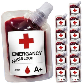 Halloween Kunstblut Transfusionsbeutel 12er Set 30ml Fakeblut zur Verwendung auf Kleidung Theaterblut Vampir Kostüm Horrorparty