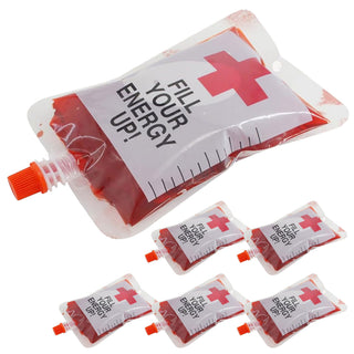 Halloween Kunstblut Transfusionsbeutel 6er Set 100ml Fakeblut zur Verwendung auf Kleidung Theaterblut Vampir Kostüm Horrorparty