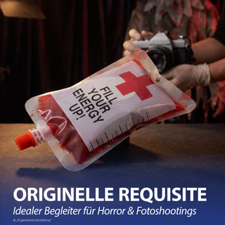 Halloween Kunstblut Transfusionsbeutel 6er Set 100ml Fakeblut zur Verwendung auf Kleidung Theaterblut Vampir Kostüm Horrorparty