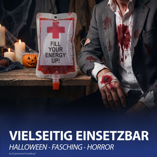 Halloween Kunstblut Transfusionsbeutel 6er Set 100ml Fakeblut zur Verwendung auf Kleidung Theaterblut Vampir Kostüm Horrorparty