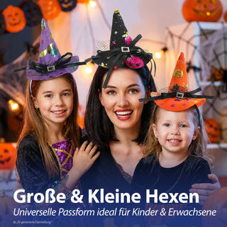 Haarreif Hexenhut 12er Set rot lila orange Kunststoff Polyester 13x20x11cm Halloween-Party Kopfschmuck Mini-Hut Hexendeko Kostümzubehör