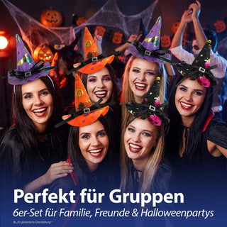 Haarreif Hexenhut 12er Set rot lila orange Kunststoff Polyester 13x20x11cm Halloween-Party Kopfschmuck Mini-Hut Hexendeko Kostümzubehör