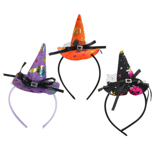 Haarreif Hexenhut 12er Set rot lila orange Kunststoff Polyester 13x20x11cm Halloween-Party Kopfschmuck Mini-Hut Hexendeko Kostümzubehör