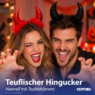 Haarreif Teufel 6er Set rot schwarz Kunststoff Polyester Halloween-Party Kopfschmuck Kostümzubehör Teufelshörner Kopfschmuck Partyaccessoire