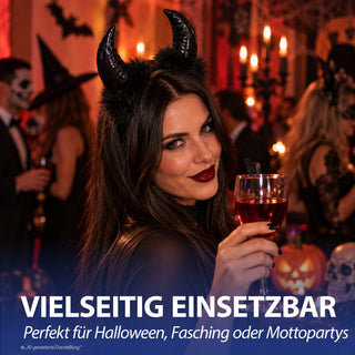 Haarreif Teufel 6er Set rot schwarz Kunststoff Polyester Halloween-Party Kopfschmuck Kostümzubehör Teufelshörner Kopfschmuck Partyaccessoire
