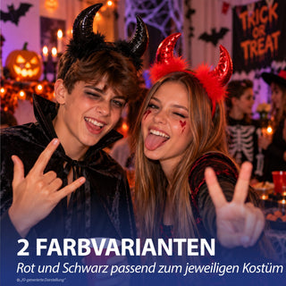 Haarreif Teufel 6er Set rot schwarz Kunststoff Polyester Halloween-Party Kopfschmuck Kostümzubehör Teufelshörner Kopfschmuck Partyaccessoire