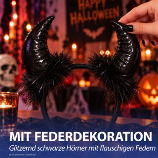 Haarreif Teufel 6er Set rot schwarz Kunststoff Polyester Halloween-Party Kopfschmuck Kostümzubehör Teufelshörner Kopfschmuck Partyaccessoire