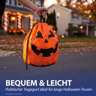Halloween Sammelbeutel 6er Set Kürbisgesicht schwarz orange 36x34cm Polyester Sammler Kürbisbeutel Süßes oder Saures Sammeltasche