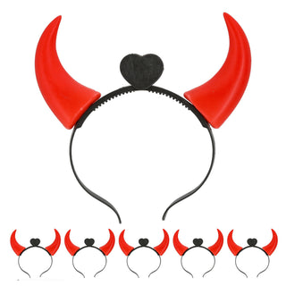 LED Haarreif Teufel 6er Set rot schwarz Kunststoff Halloween-Party Kopfschmuck Kostümzubehör Teufelshörner rot leuchtend Kopfschmuck Partyaccessoire