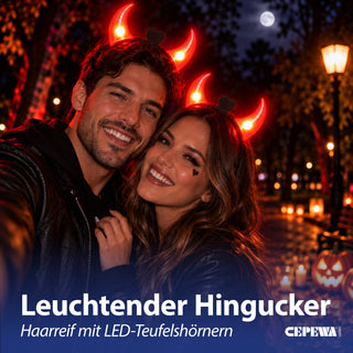 LED Haarreif Teufel 6er Set rot schwarz Kunststoff Halloween-Party Kopfschmuck Kostümzubehör Teufelshörner rot leuchtend Kopfschmuck Partyaccessoire