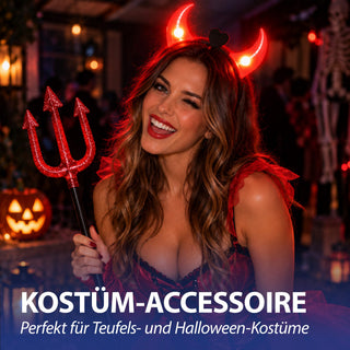 LED Haarreif Teufel 6er Set rot schwarz Kunststoff Halloween-Party Kopfschmuck Kostümzubehör Teufelshörner rot leuchtend Kopfschmuck Partyaccessoire