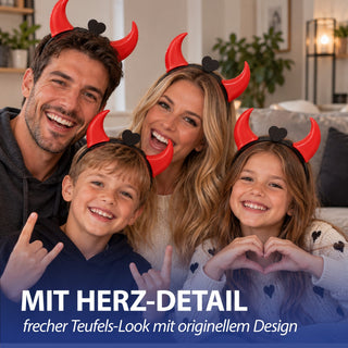 LED Haarreif Teufel 6er Set rot schwarz Kunststoff Halloween-Party Kopfschmuck Kostümzubehör Teufelshörner rot leuchtend Kopfschmuck Partyaccessoire