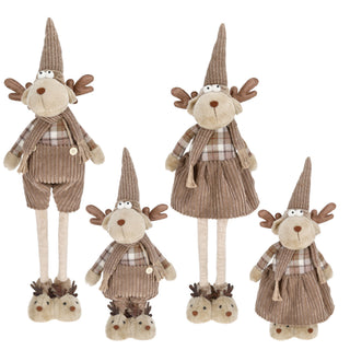 Rentier mit Teleskopbeinen ca. 88cm 2er Set 26x58x16cm Polyester Eisen Brauntöne Wichtel Paar Mann Frau Elch Adventsdeko Weihnachtsfigur