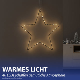 LED Stern zum Aufhängen 3er Set 40 LEDs Eisen Ø40cm warmweiß Timerfunktion batteriebetrieben Metallstern Weihnachtsstern Leuchtstern