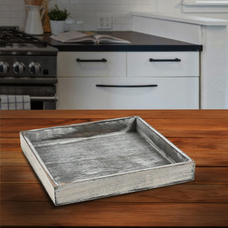 Holztablett 4er Set 4 Größen Holzstärke 1cm Paulowniaholz grau quadratisch Tablett Dekotablett Servierschale