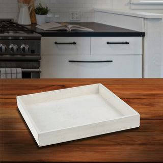 Holztablett 3er Set 3 Größen Holzstärke 1cm Paulowniaholz weiß quadratisch Tablett Dekotablett Servierschale