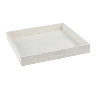 Holztablett 3er Set 3 Größen Holzstärke 1cm Paulowniaholz weiß quadratisch Tablett Dekotablett Servierschale