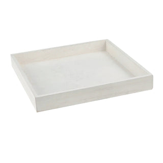 Holztablett 3er Set 3 Größen Holzstärke 1cm Paulowniaholz weiß quadratisch Tablett Dekotablett Servierschale