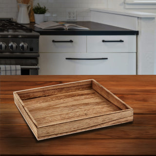 Holztablett 3er Set 3 Größen Holzstärke 1cm Paulowniaholz natur geflammt quadratisch Tablett Dekotablett Servierschale