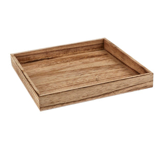 Holztablett 3er Set 3 Größen Holzstärke 1cm Paulowniaholz natur geflammt quadratisch Tablett Dekotablett Servierschale