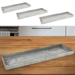 2/3x Holztablett Set 2/3 Größen Holzstärke 1cm Paulowniaholz weiß / grau rechteckig Tablett Dekotablett