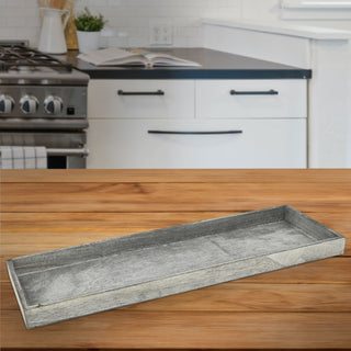 2/3x Holztablett Set 2/3 Größen Holzstärke 1cm Paulowniaholz weiß / grau rechteckig Tablett Dekotablett