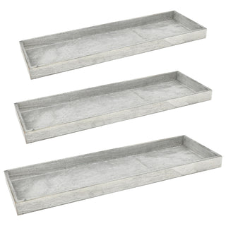 2/3x Holztablett Set 2/3 Größen Holzstärke 1cm Paulowniaholz weiß / grau rechteckig Tablett Dekotablett