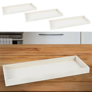 2/3x Holztablett Set 2/3 Größen Holzstärke 1cm Paulowniaholz weiß / grau rechteckig Tablett Dekotablett