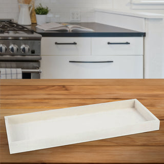 2/3x Holztablett Set 2/3 Größen Holzstärke 1cm Paulowniaholz weiß / grau rechteckig Tablett Dekotablett