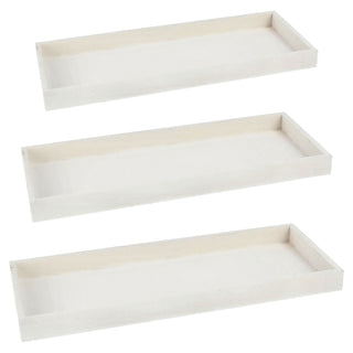 2/3x Holztablett Set 2/3 Größen Holzstärke 1cm Paulowniaholz weiß / grau rechteckig Tablett Dekotablett