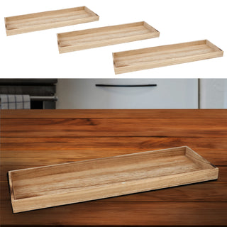Holztablett 3er Set 3 Größen Holzstärke 1cm Paulowniaholz natur geflammt rechteckig Tablett Dekotablett Servierschale