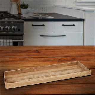 Holztablett 3er Set 3 Größen Holzstärke 1cm Paulowniaholz natur geflammt rechteckig Tablett Dekotablett Servierschale